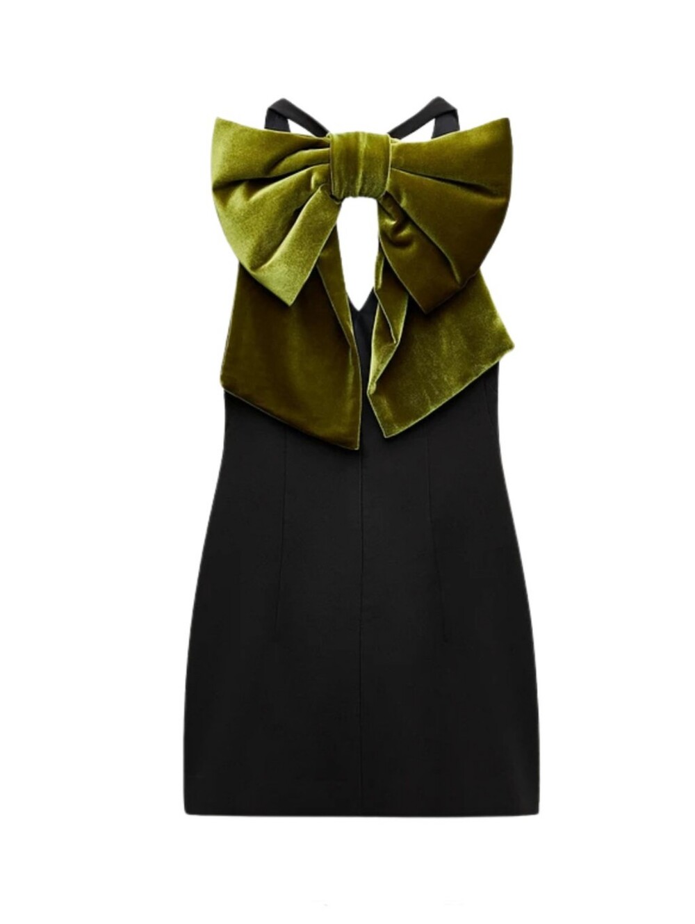 NWT Zara SZ XS Women Velvet Bow Mini Dress Black 9058/777